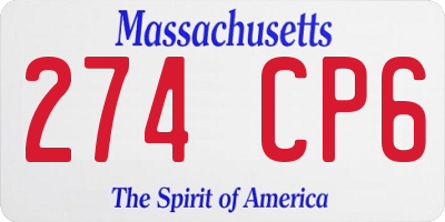 MA license plate 274CP6
