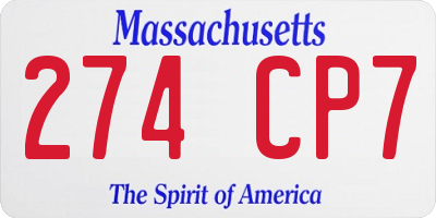 MA license plate 274CP7