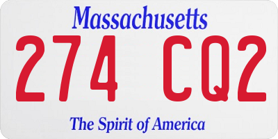 MA license plate 274CQ2