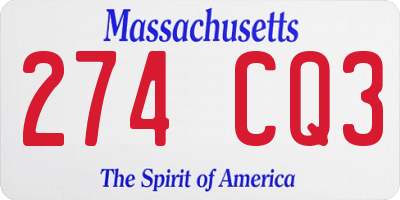 MA license plate 274CQ3
