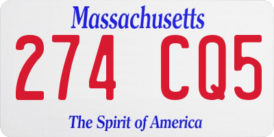 MA license plate 274CQ5