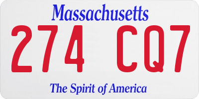 MA license plate 274CQ7