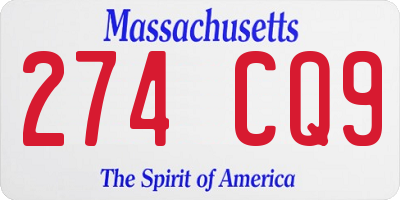 MA license plate 274CQ9