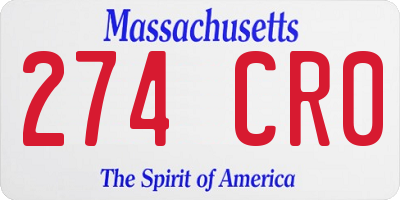 MA license plate 274CR0
