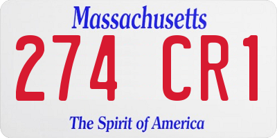 MA license plate 274CR1