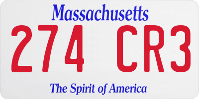 MA license plate 274CR3