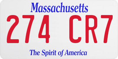 MA license plate 274CR7