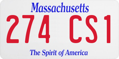 MA license plate 274CS1