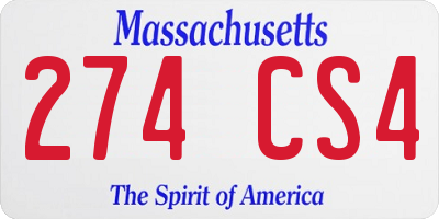 MA license plate 274CS4