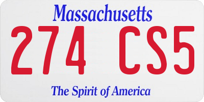 MA license plate 274CS5