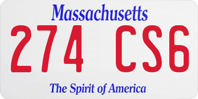 MA license plate 274CS6