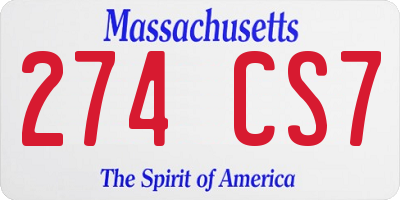 MA license plate 274CS7