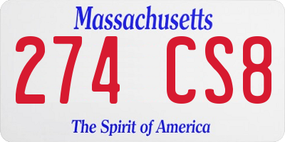 MA license plate 274CS8