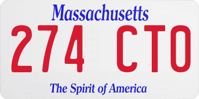 MA license plate 274CT0