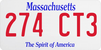 MA license plate 274CT3