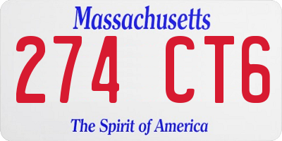 MA license plate 274CT6
