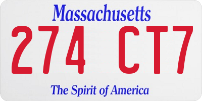 MA license plate 274CT7