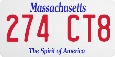 MA license plate 274CT8