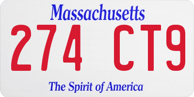MA license plate 274CT9