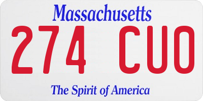 MA license plate 274CU0