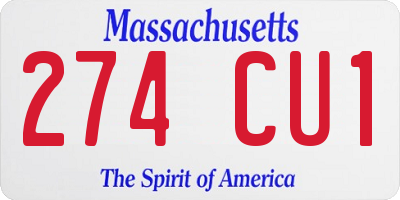 MA license plate 274CU1