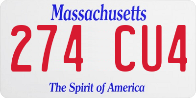MA license plate 274CU4
