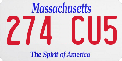 MA license plate 274CU5