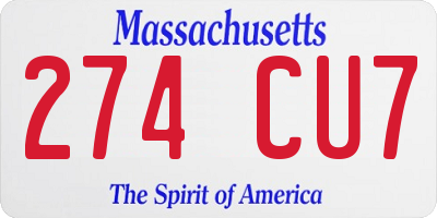 MA license plate 274CU7