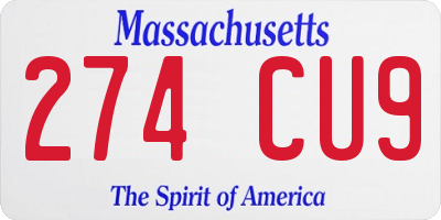 MA license plate 274CU9