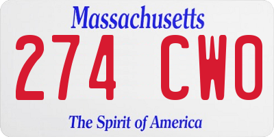 MA license plate 274CW0