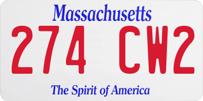 MA license plate 274CW2