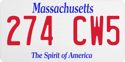 MA license plate 274CW5