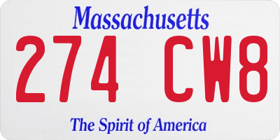MA license plate 274CW8