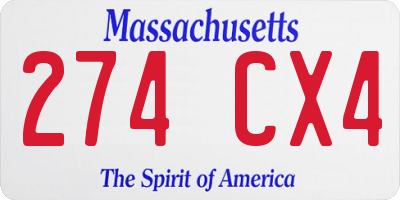 MA license plate 274CX4