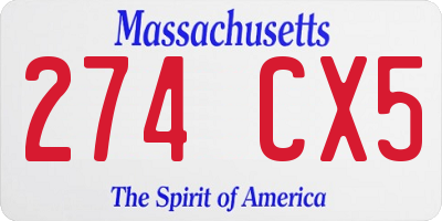 MA license plate 274CX5