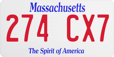 MA license plate 274CX7