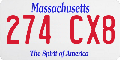 MA license plate 274CX8