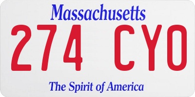 MA license plate 274CY0