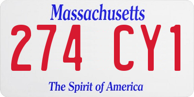 MA license plate 274CY1