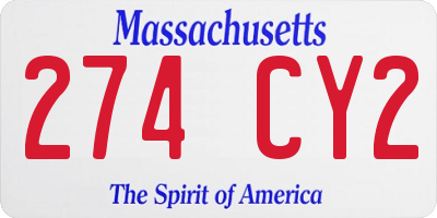 MA license plate 274CY2