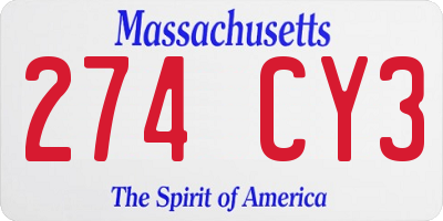 MA license plate 274CY3