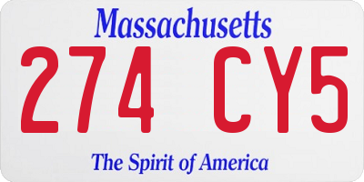MA license plate 274CY5