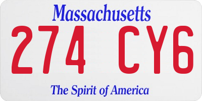 MA license plate 274CY6