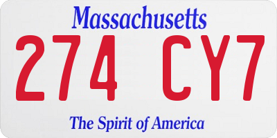 MA license plate 274CY7