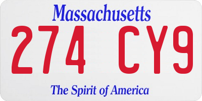 MA license plate 274CY9