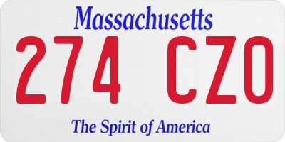 MA license plate 274CZ0