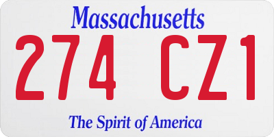 MA license plate 274CZ1