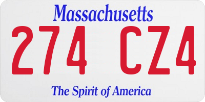MA license plate 274CZ4