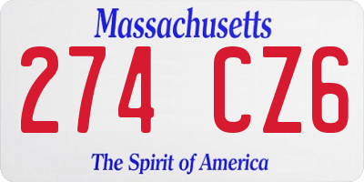 MA license plate 274CZ6