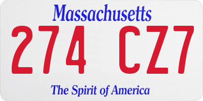 MA license plate 274CZ7